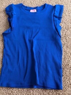 Muse Royal Blue Ruffle Sleeve Tank Top